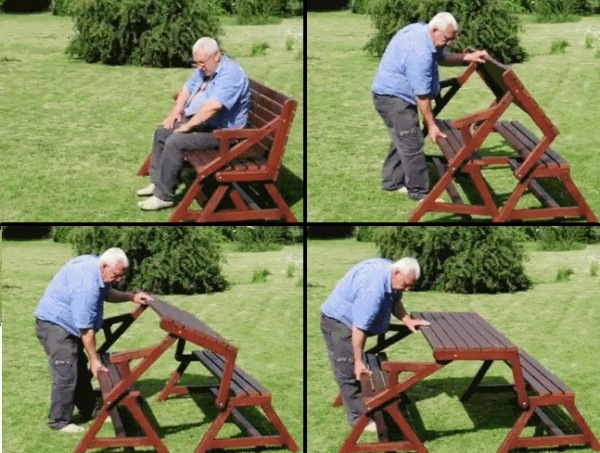 Two in One Convertible Bench and Picnic Table Home 