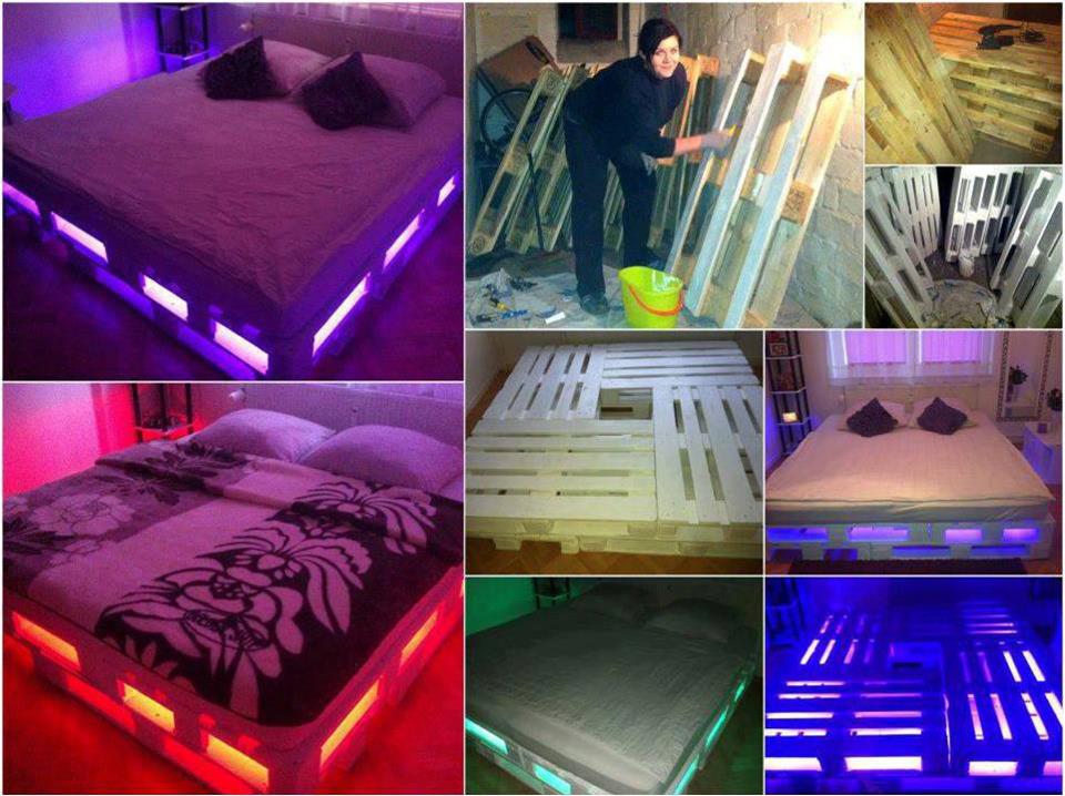 Wood Pallet Bed Frame with Lights