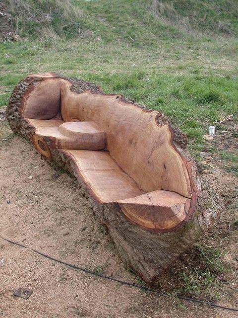 Oak Log Bench