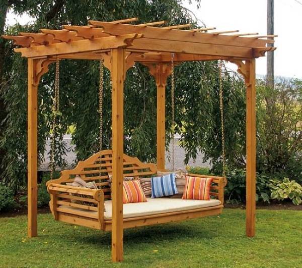 Cedar Pergola Swing Bed Stand Home Design Garden Architecture