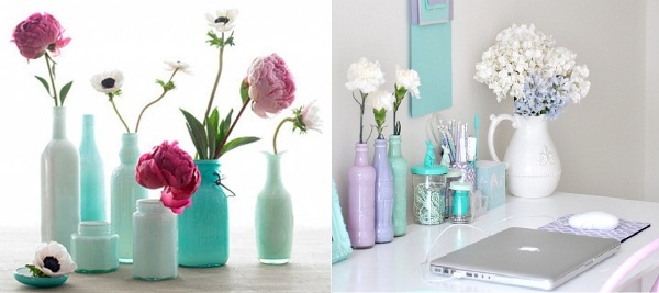 Paint The Inside of Clear Bottles to Create Beautiful Vases