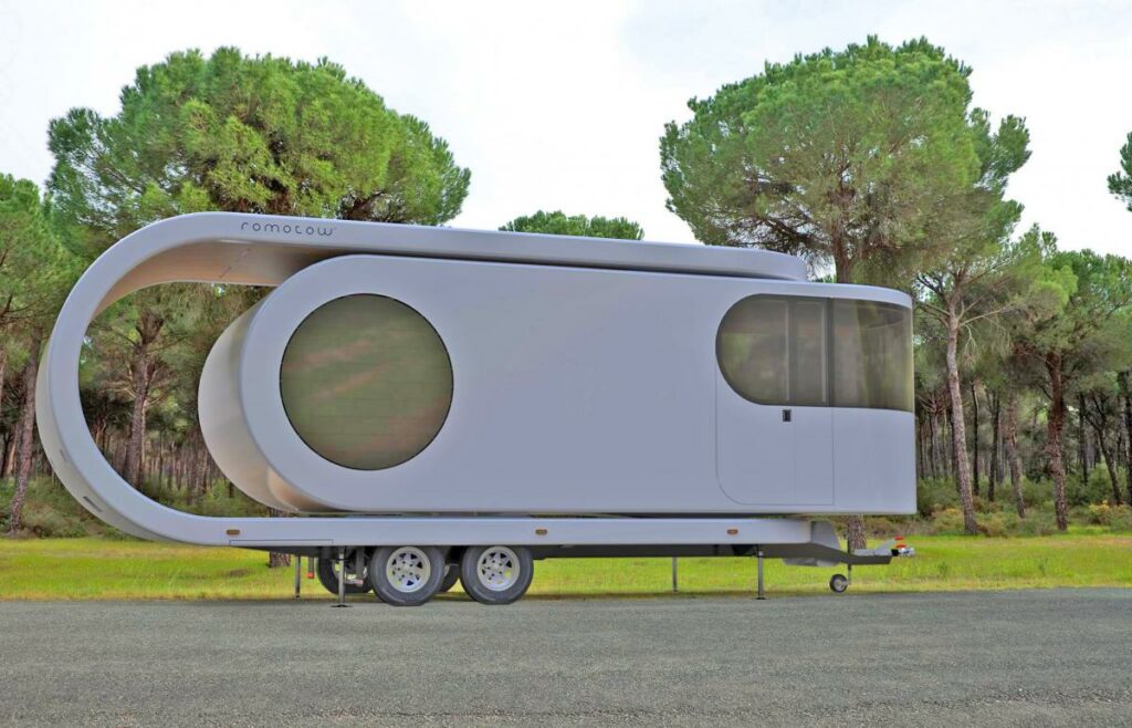 This Futuristic Camping Trailer Rotates Around To Reveal Huge Party