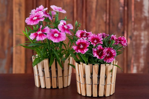Clothespin-transformed-into-flowers-vases