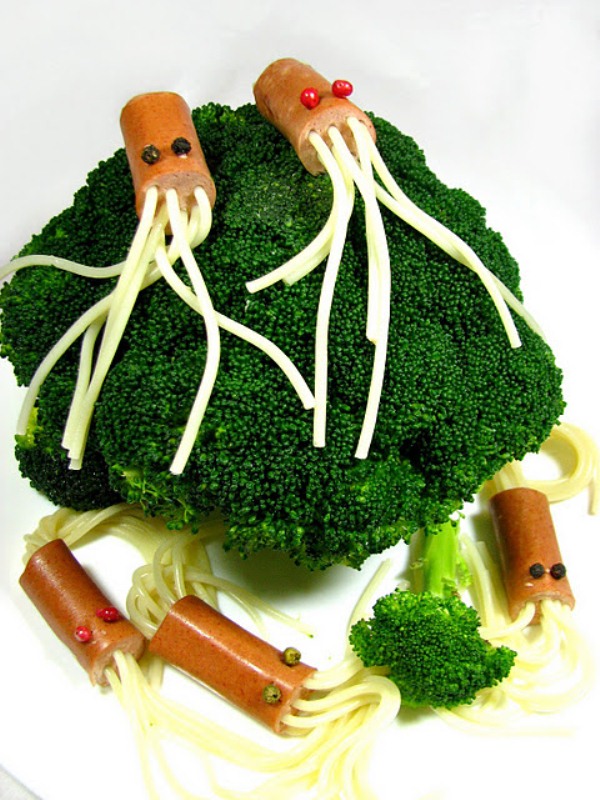 Creatures-with-Soy-Sausages-and-Spaghetti