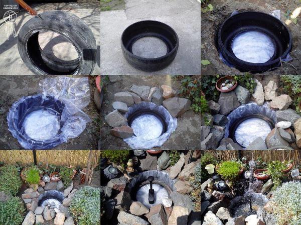 Decorative-Pond-From-Old-Tires