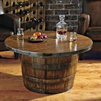 Handmade Round Vintage Oak Whiskey Barrel Table