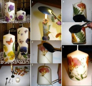 Candles Decorated With Dried Flowers