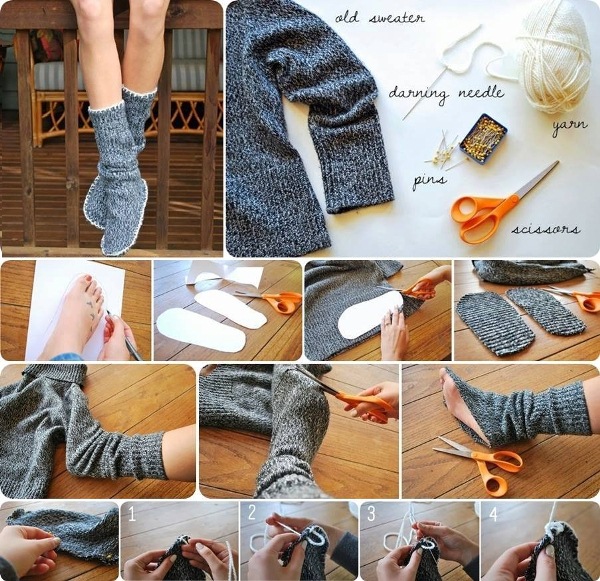 DIY-Insulated-Socks-from-old-Sweater