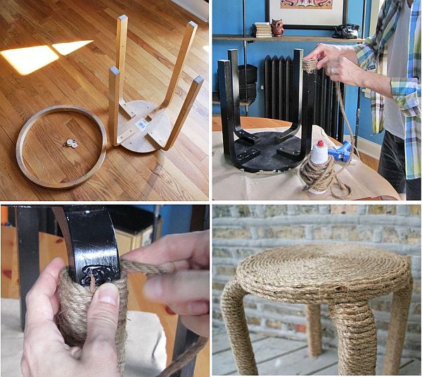 DIY Project Rope Wrapped Bar Stools