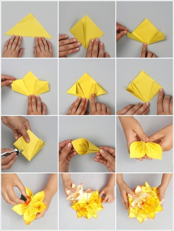 one paper origami flower