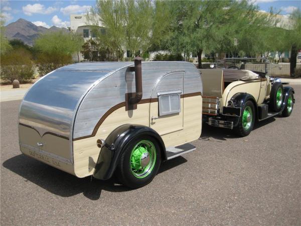 Ford-Model-A-Roadster with-Teardrop-Camper