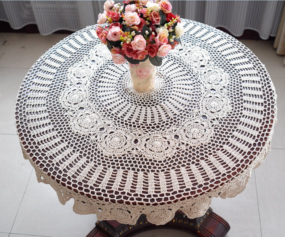 Vintage-Handmade-Crochet-Tablecloth-5