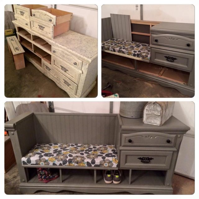 Dresser-into-a-Mudroom-Bench