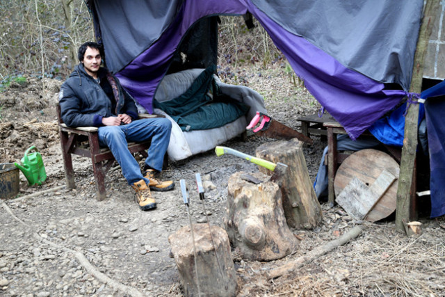 12P05 Daniel Pike lives in the wood -  eviction threat from Woodland Trust