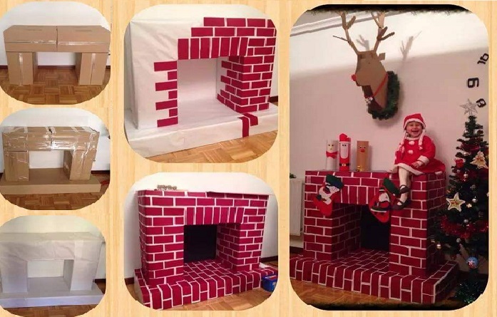 Cardboard Fireplace DIY for Christmas | Home Design, Garden ...