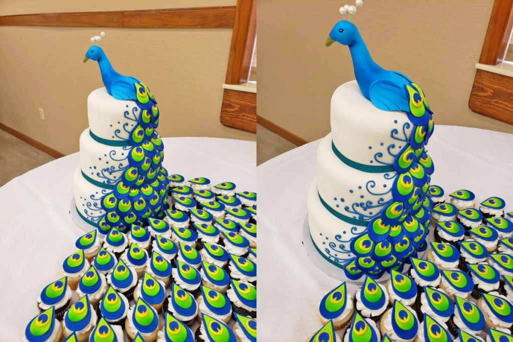 This Amazing Peacock Wedding Cake Uses Cupcakes For The Tail | Home ...