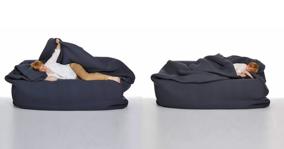 bean bag sofa bed with blanket