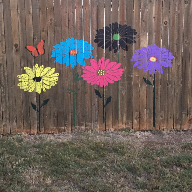 Stem and Leaf Flower stencils for fence painting, wall stenciling and decor