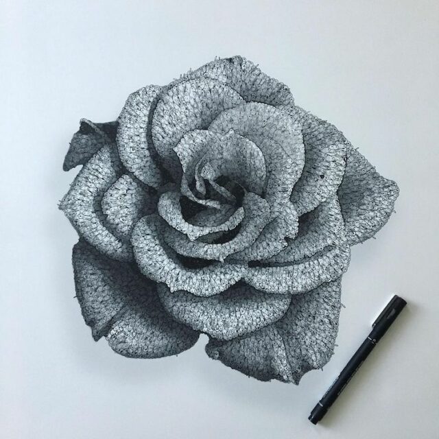 Artist Draws Intricate Rose Made of Thousands of Tiny “Lost Souls ...