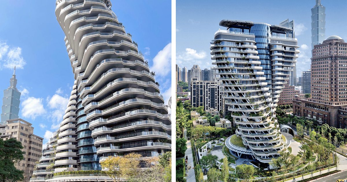 This Twisting Carbon-Absorbing Tower in Taipei Will Soon Be Completed ...