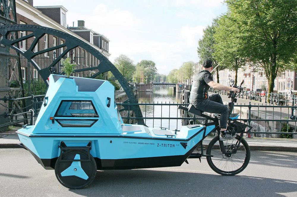 This Is a Tricycle, Boat, and Camper all In One Electric Recreation