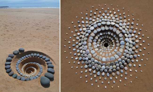 Artist Turns Found Stones and Shells Into Beautiful Beach Installations ...